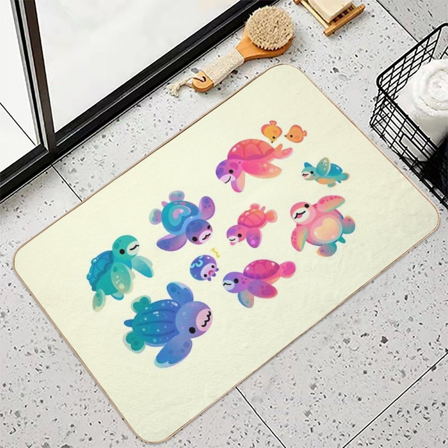 Sea Turtle - Bright  Stain-Proof Bath Mat