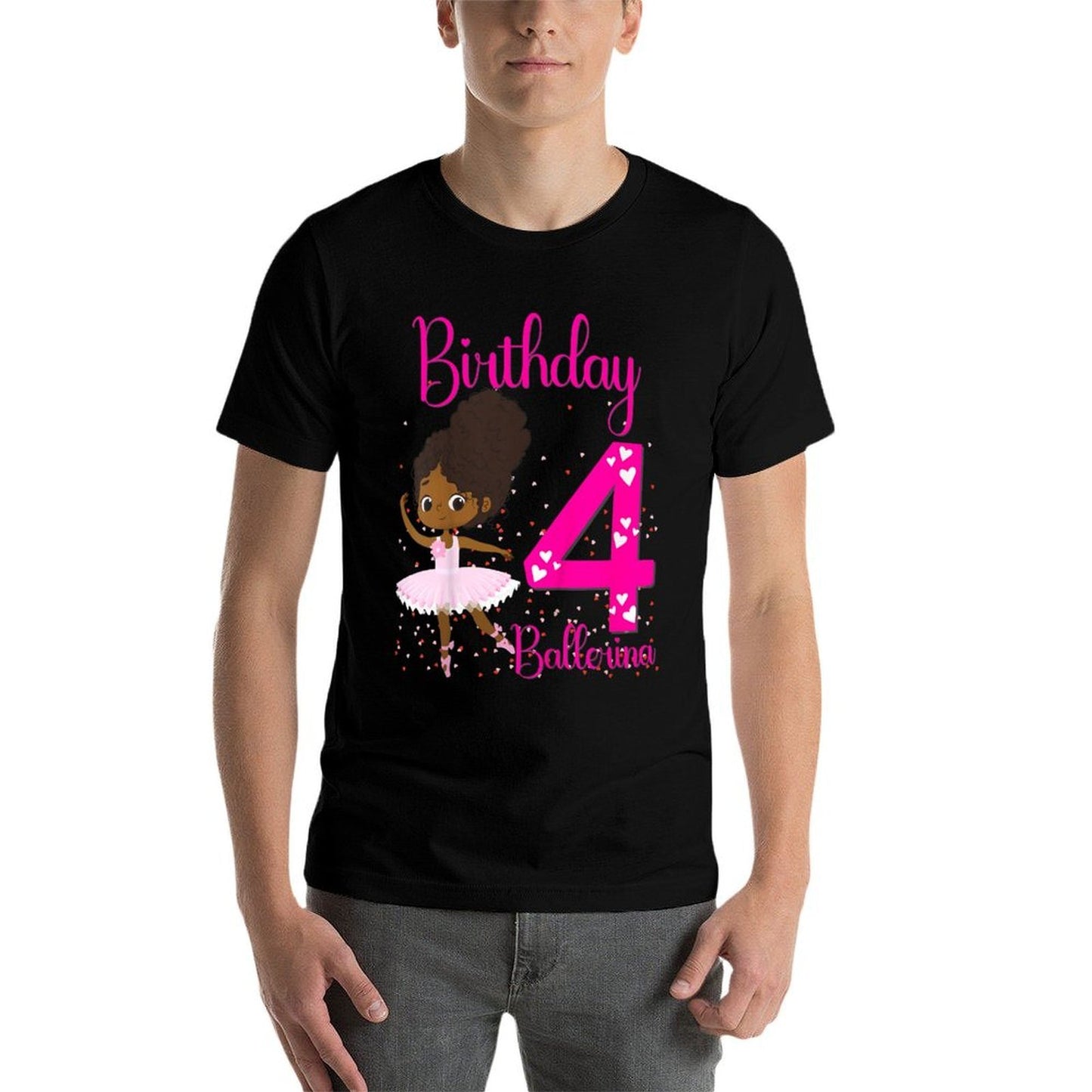 Kids Black Ballerina 4th Birthday Party Theme 4 Years Old Ballet  Classic T-Shirt