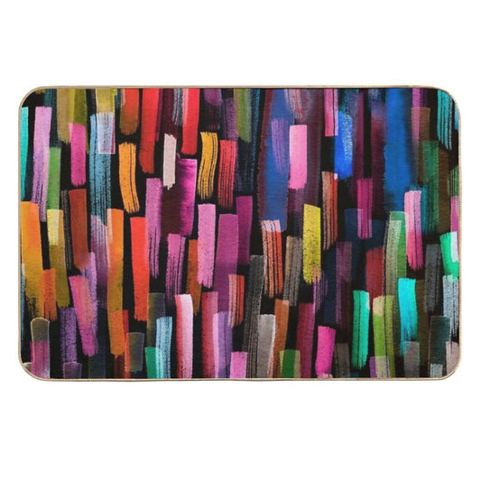Multicolored Watercolor Stripes Pattern  Stain-Proof Bath Mat