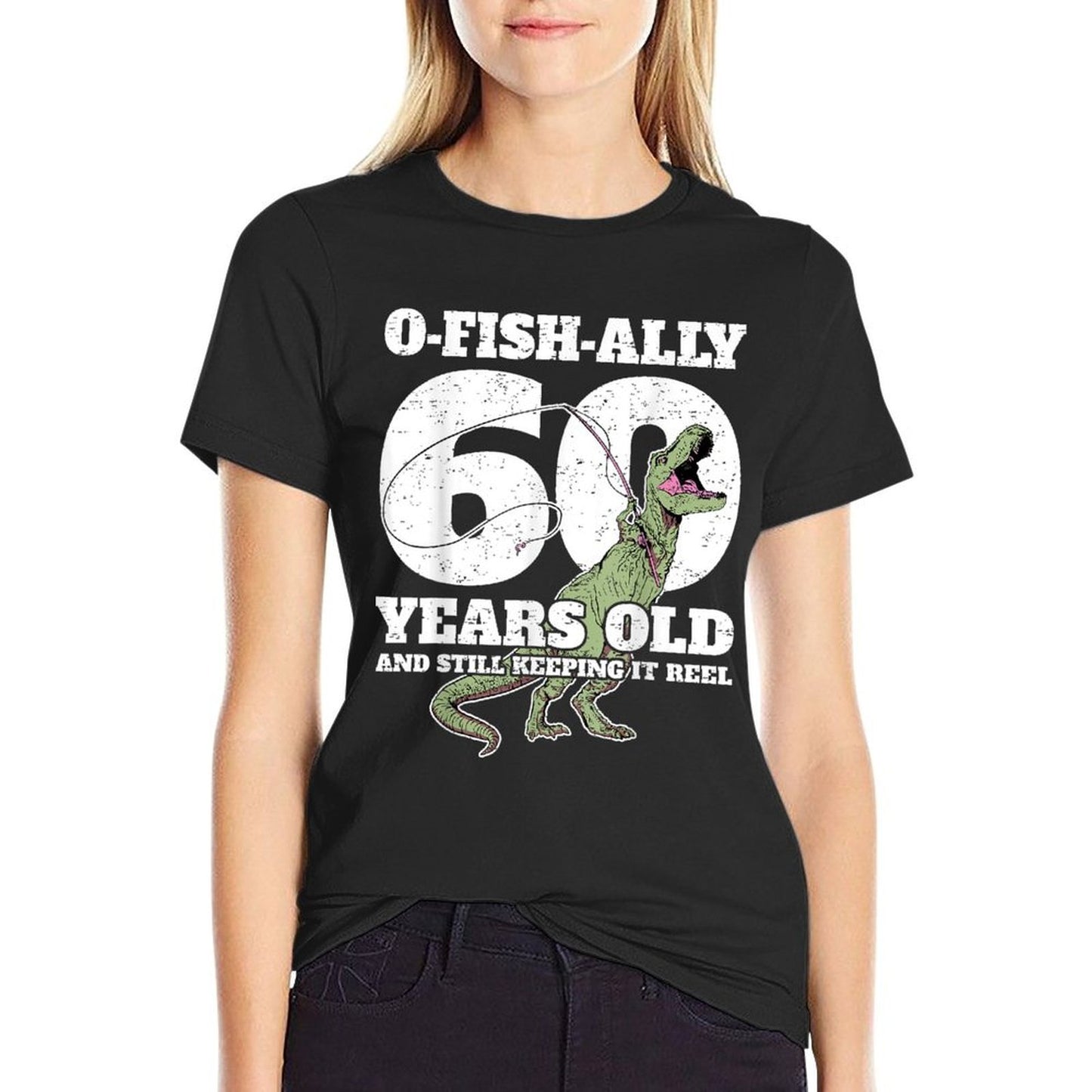 O-Fish-Ally 60 Years Old - Fishing Dinosaur 60th Birthday  Eco-friendly Material T-Shirt