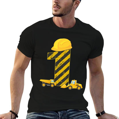 Kids 1st Birthday Digger 1 Year Builder Excavator Gift  Durable T-Shirt