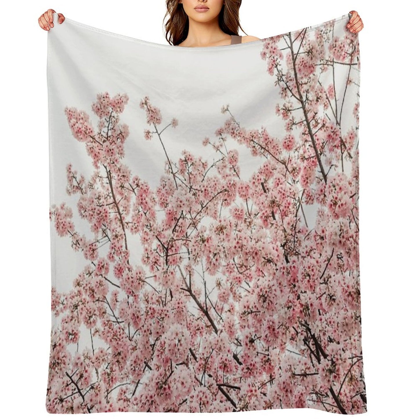 Minimal Japanese Cherry Blossom Gift-ready Throw Blanket