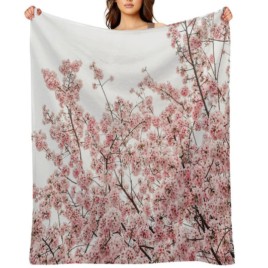 Minimal Japanese Cherry Blossom Gift-ready Throw Blanket