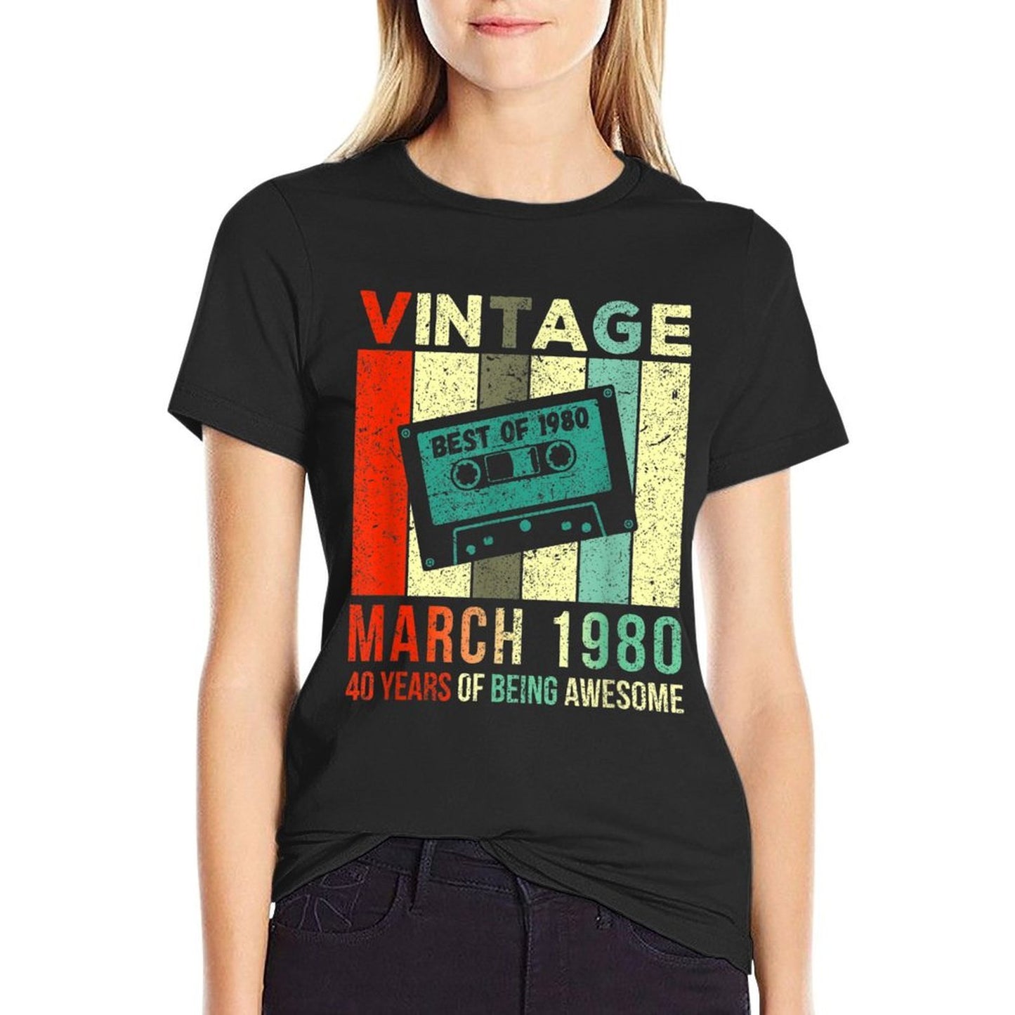 Vintage March 1980 40 Years of Being Awesome 40th Birthday  Versatile T-Shirt