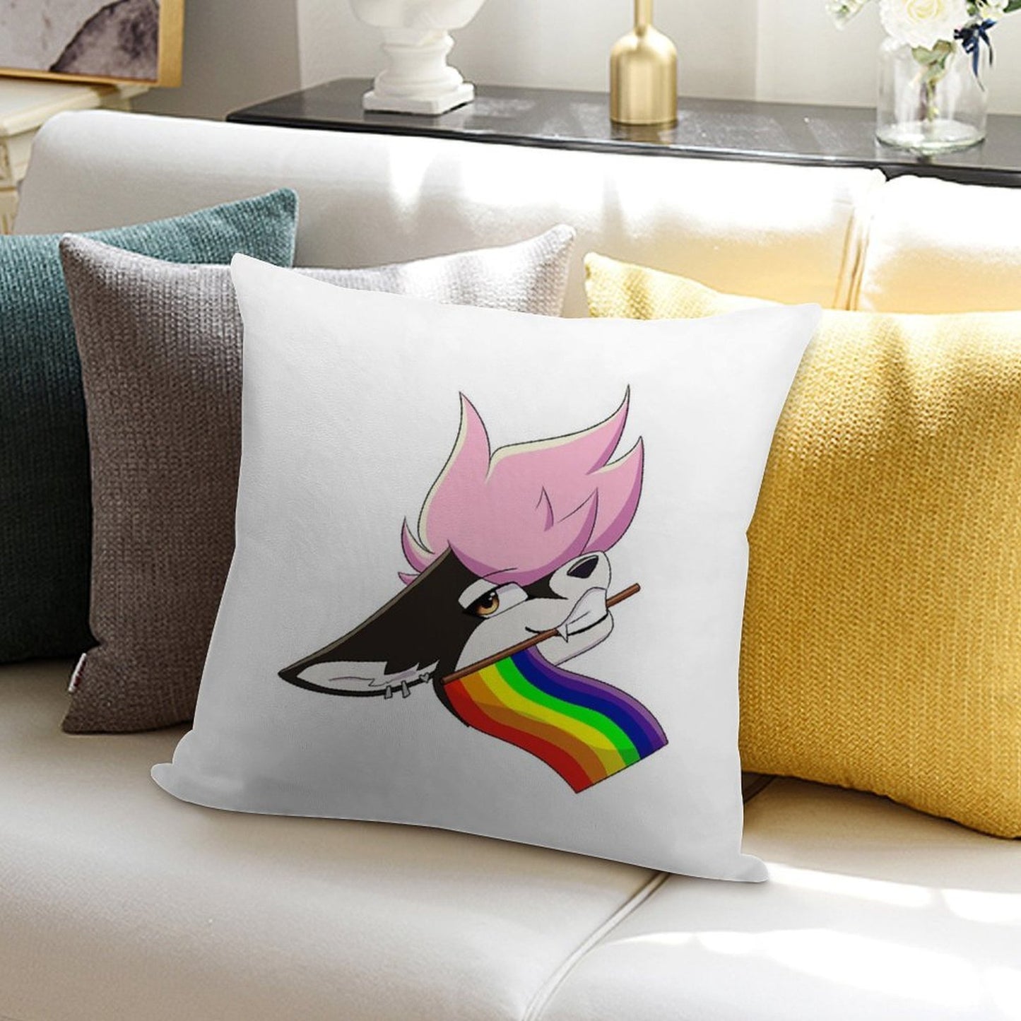 Gay Pride Furry Soft Fade-Resistant Throw Pillow