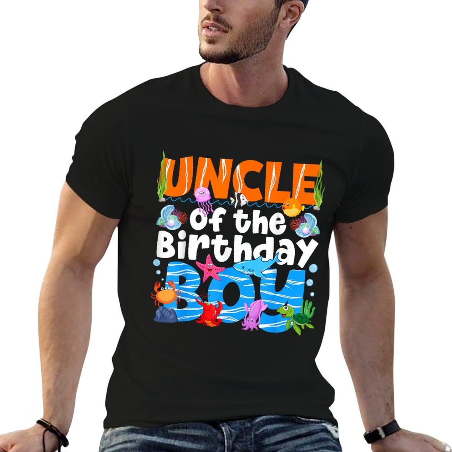 Uncle Under Sea Birthday Party Boys Ocean Sea Animals Themed Comfortable T-Shirt