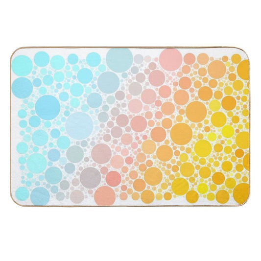 Aqua And Orange Sunrise Bubble Polka Dot Pattern  Toxin-Free Bath Mat