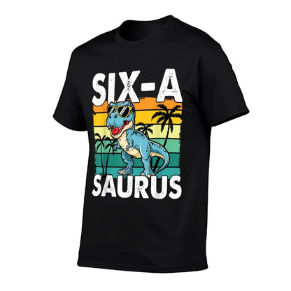 6 Year Old Dinosaur Birthday 6th T Rex Dino Six Saurus  Polyester Blend T-Shirt