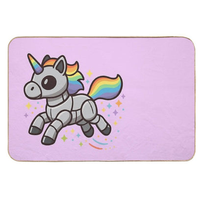 Rainbow Robot Unicorn  Easy Maintenance Bath Mat
