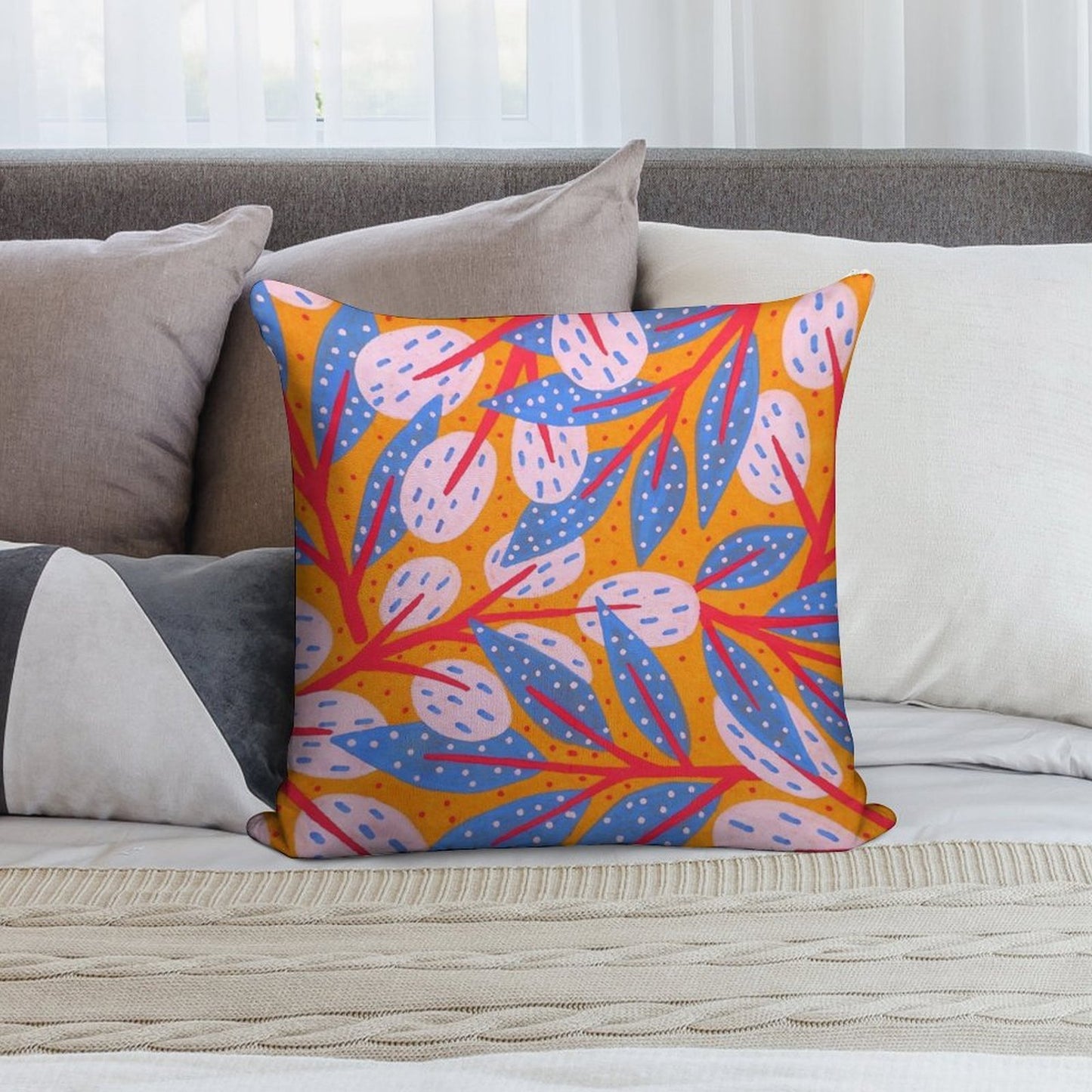 Gold Sky in The Forest Soft Multiple Sizes Throw Pillow