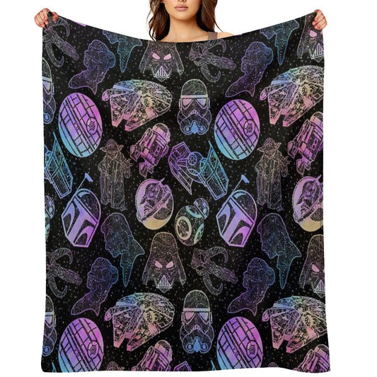 Space Wars Watercolor Mandalas Wrinkle-free Throw Blanket