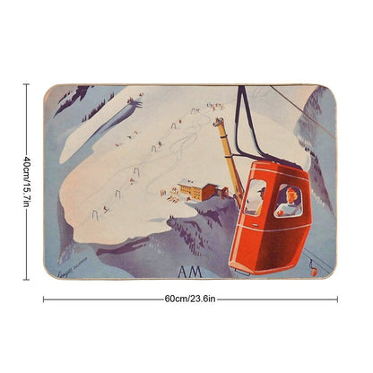 Vintage German Gondola Sport Ski Travel Poster  Stain-Proof Bath Mat