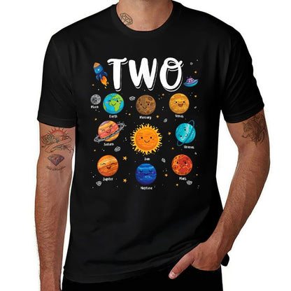 Solar System Planets Two 2 Years Old 2nd Birthday Girl Boy  Quick-drying T-Shirt