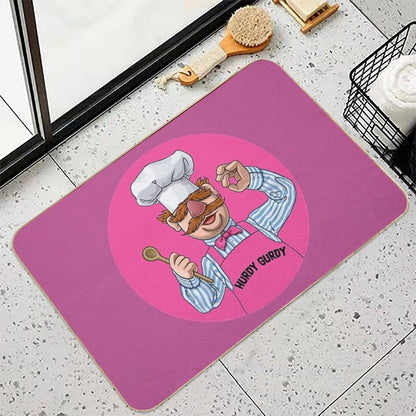 Hurdy Gurdy Bork Bork Microwave Chef - Bad Cook Gifts - Lazy Cooks - Funny Swedish Chef  Absorbent Bath Mat