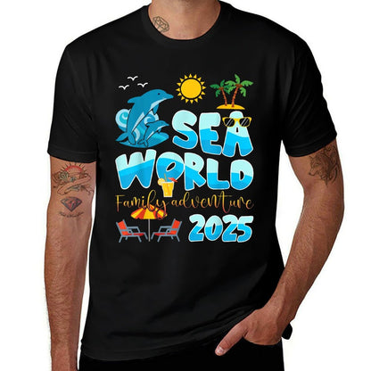 Sea World Dolphin Family Adventure Trip 2025 Spring Break  Ribbed Collar T-Shirt