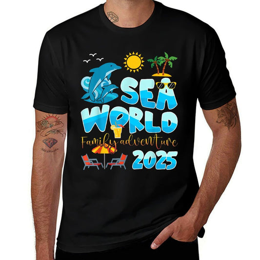 Sea World Dolphin Family Adventure Trip 2025 Spring Break  Ribbed Collar T-Shirt