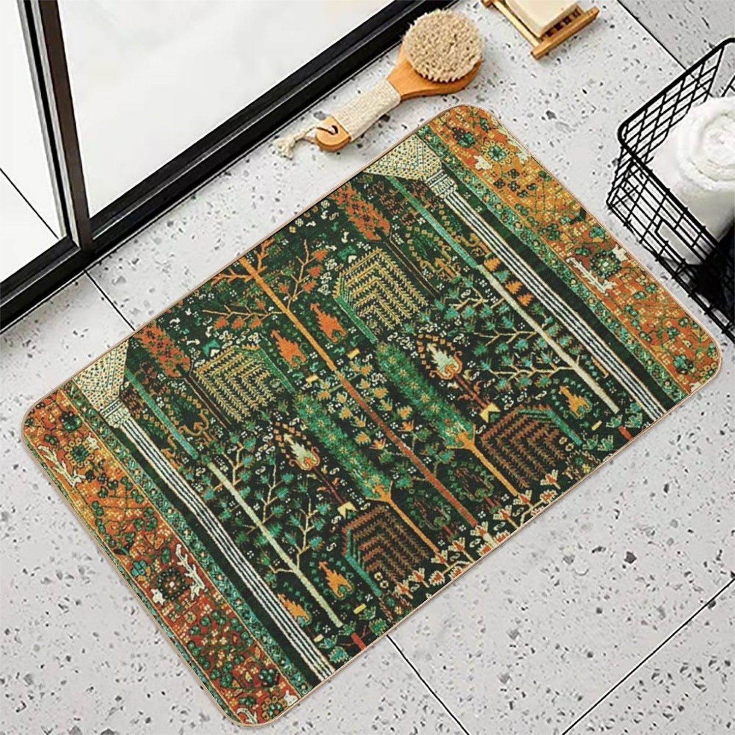 Weeping Willow Antique Bijar Persian Rug Print  Anti-Trip Bath Mat
