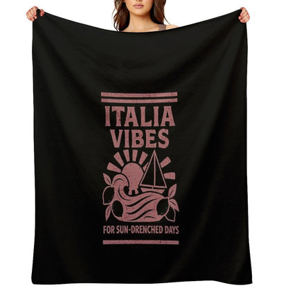 Italia Vibes T-Shirt, Sun Drenched Days Tee, Summer Sailing Shirt, Italy Inspired Graphic Tee, Coastal Escape T-Shirt Anti-pilling Throw Blanket