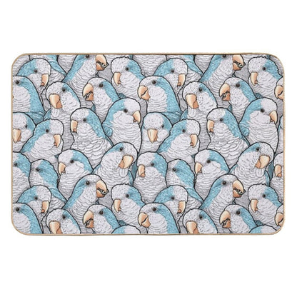 Blue Quaker Monk Parakeets  Dirt-Trapping Bath Mat