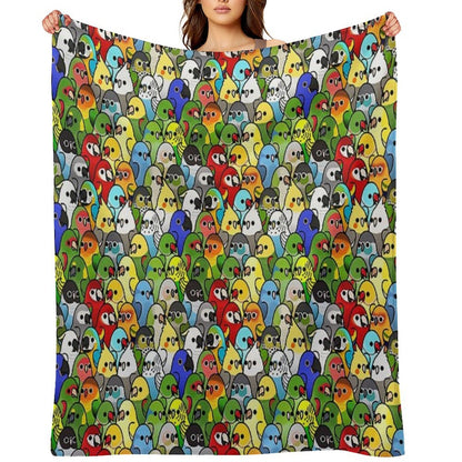 Too Many Birds! Bird Squad 1 Velvety-soft Throw Blanket