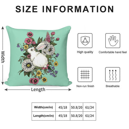 Rabbit in Flowers Soft Ultra-Soft Texture Throw Pillow