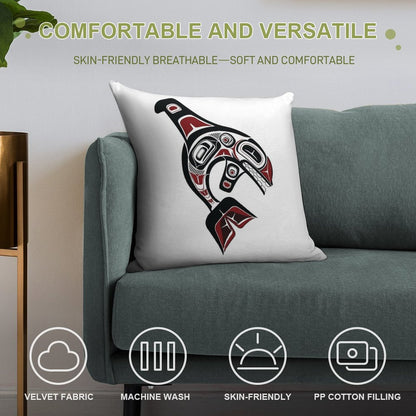 Pacific Northwest Orca Native American Salish Formline Art Killer Whale Blackfish Soft Ultra-Soft Texture Throw Pillow