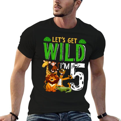 Kids Let's Get Wild I'm 5 Years Old - 5th Birthday  Oversized Silhouette T-Shirt