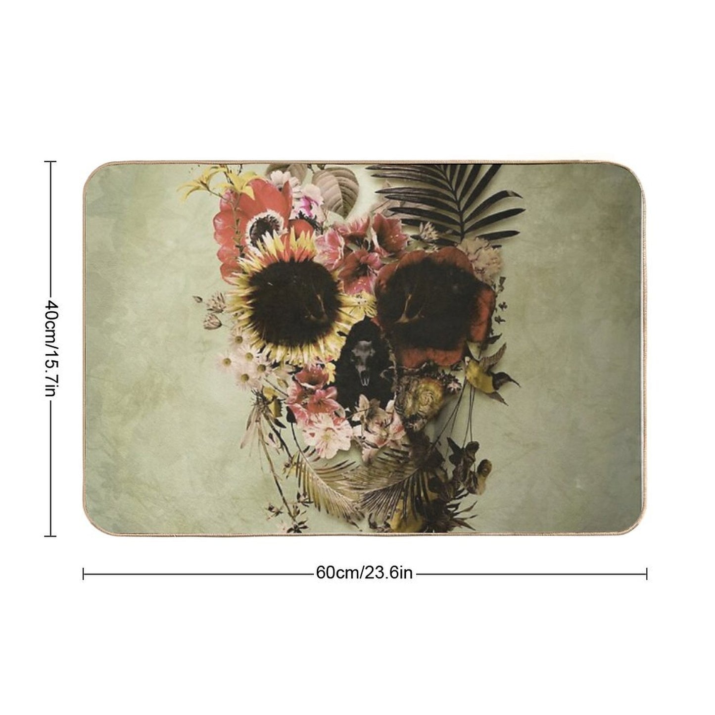 Garden Skull Light  Stain-Proof Bath Mat
