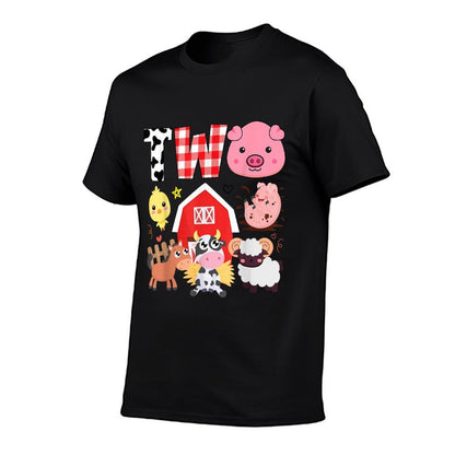 2nd Birthday Two Year Old Farm Theme Animals Birthday Party  Wrinkle-resistant T-Shirt