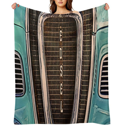 Ford Edsel Classic Car Grill And Logo Premium Throw Blanket
