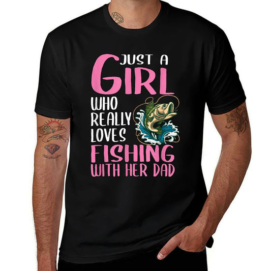 Womens Just A Girl Who Really Loves Fishing With Her Dad  Slim-fit Cut T-Shirt