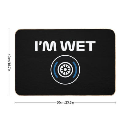 Funny Design I'm Wet (Wet Tyre Design - WhiteBlack BG)  Repositionable Bath Mat