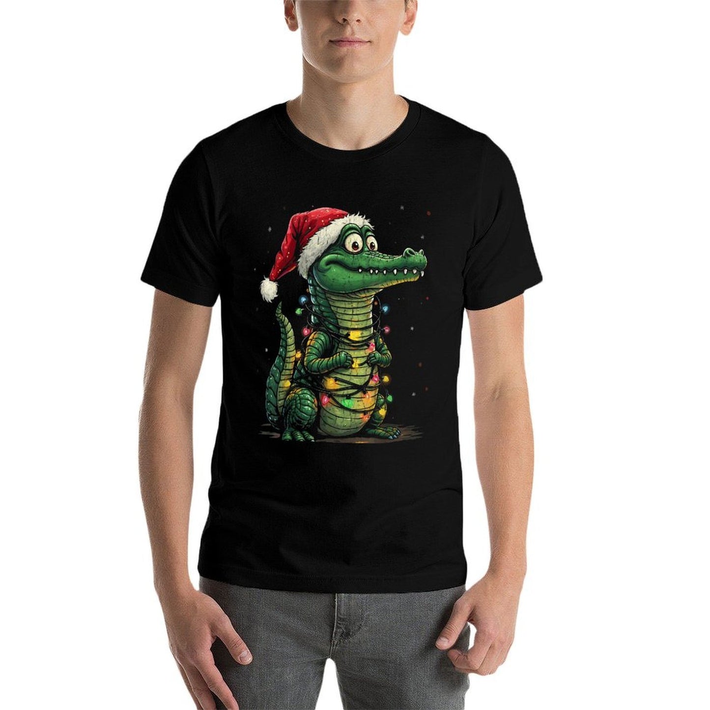 Funny Christmas Gator Santa Alligator With Santa Hat  Moisture-wicking T-Shirt