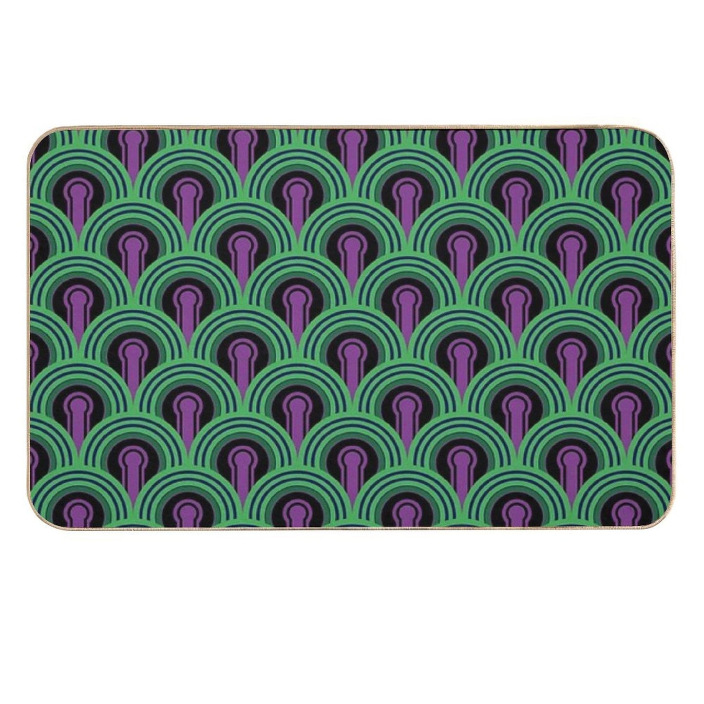 Geometric Pattern Keyhole Arch Deedree Daniel Green  Long-Lasting Bath Mat
