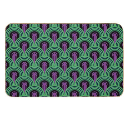 Geometric Pattern Keyhole Arch Deedree Daniel Green  Long-Lasting Bath Mat