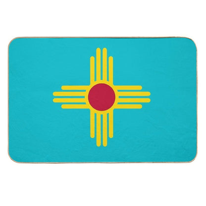 New Mexico Flag in Turquoise  Easy To Clean Bath Mat