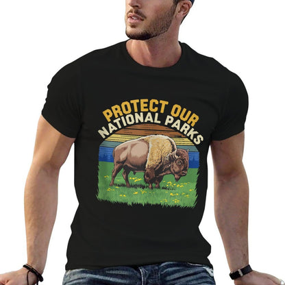 Protect Our National Parks Bison Sunset Landscape  Slim-fit Cut T-Shirt