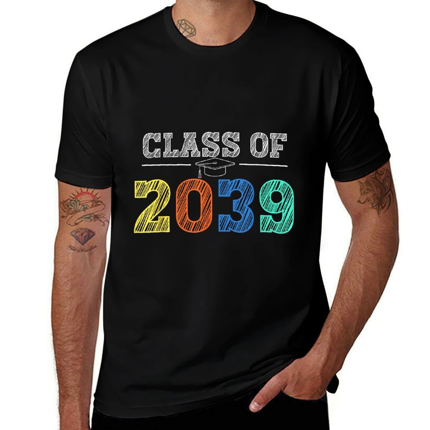 Class of 2039 Grow With Me First Day of School Graduation  Graphic-printed T-Shirt