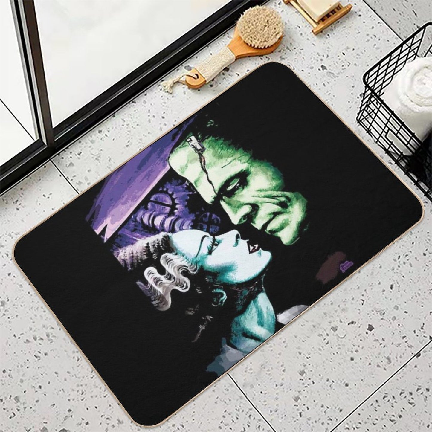 Bride & Frankie Monsters in Love  Dirt-Trapping Bath Mat