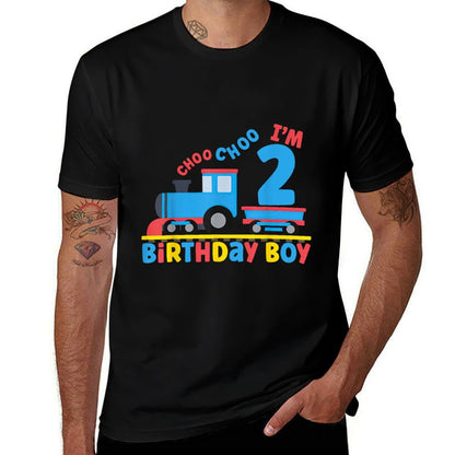 It's My 2nd Birthday Boy Choo Choo Train 2 Years Old Kids  Heathered Texture T-Shirt