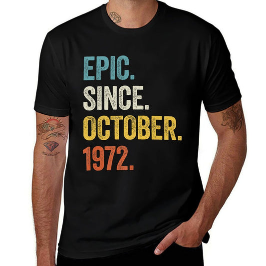 50 Years Old Epic Since October 1972 50th Birthday Premium  Ribbed Collar T-Shirt