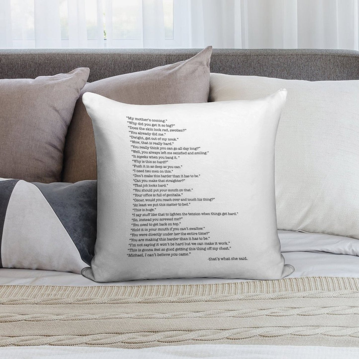 Every That's What She Said From The Office Soft Gift Ready Throw Pillow