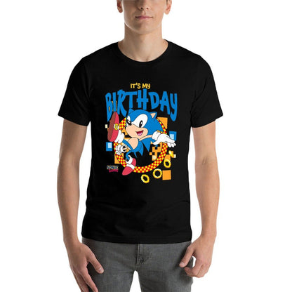 Sonic The Hedgehog Birthday Its My Birthday Cheering Sonic Premium  Fade-proof Color T-Shirt