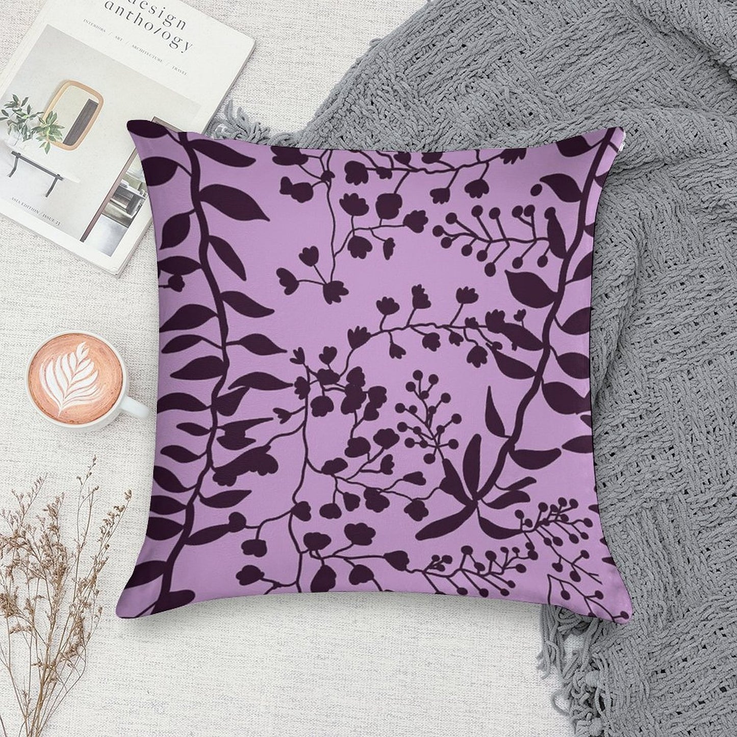 Bella Swan Lavender Freesia Soft Hidden Zipper Throw Pillow
