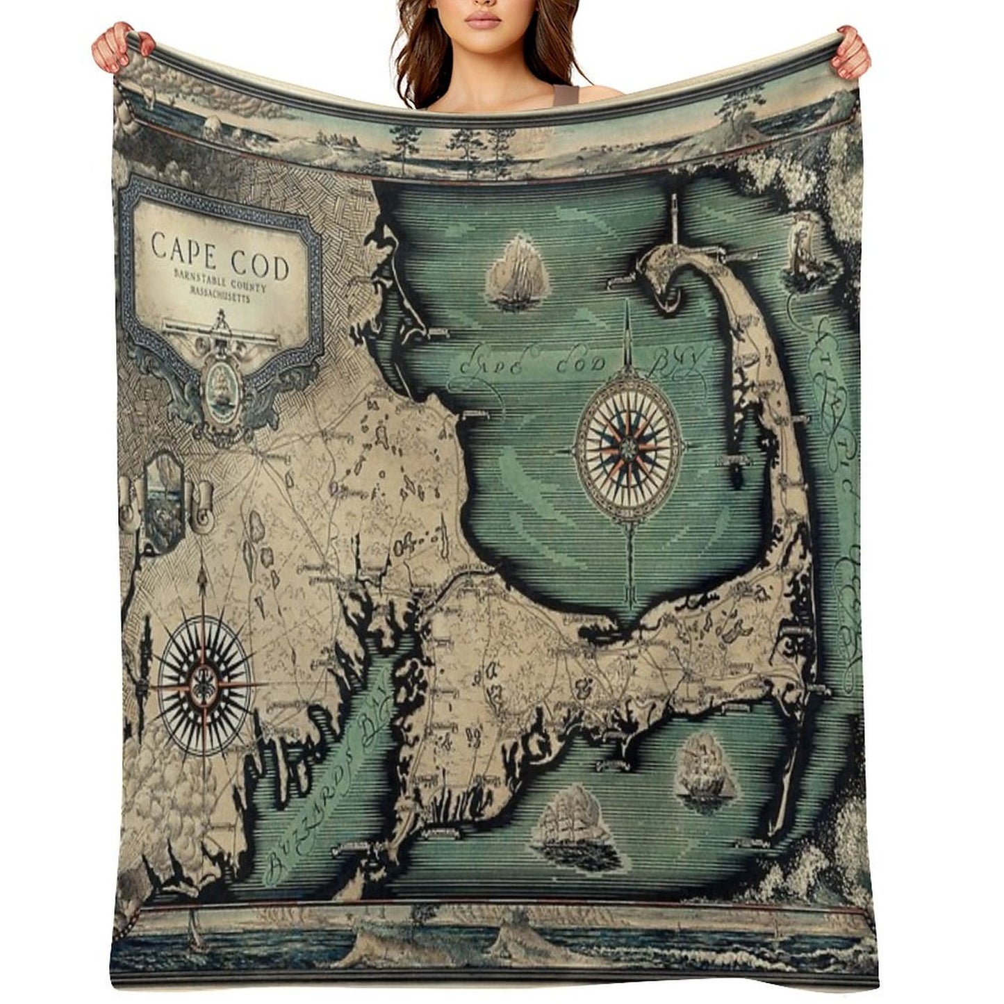 1931 Vintage Map. Cape Cod  Barnstable County Massachusetts Eco-conscious Throw Blanket