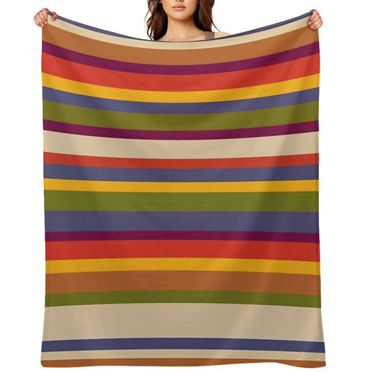6th Doctor Scarf Pattern Plush Throw Blanket