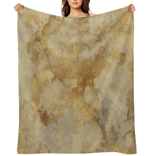 Gold Metallic Marble Texture – Elegant Abstract Beige & Gold Pattern Compact Throw Blanket