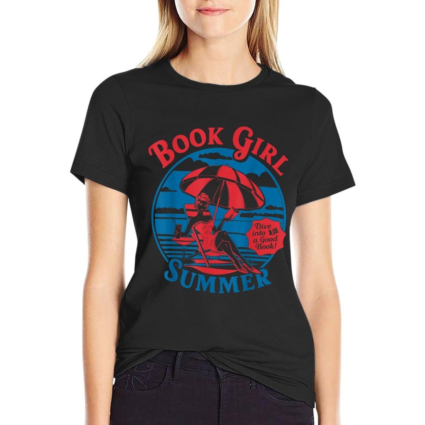 Book Girl Summer Women Retro Bookish Vacation Funny Reader  Quick-drying T-Shirt