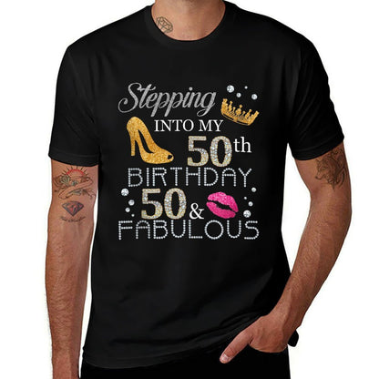 Stepping Into My 50th Birthday 1973 For Women 50th Bday  Summer-ready Fabric T-Shirt