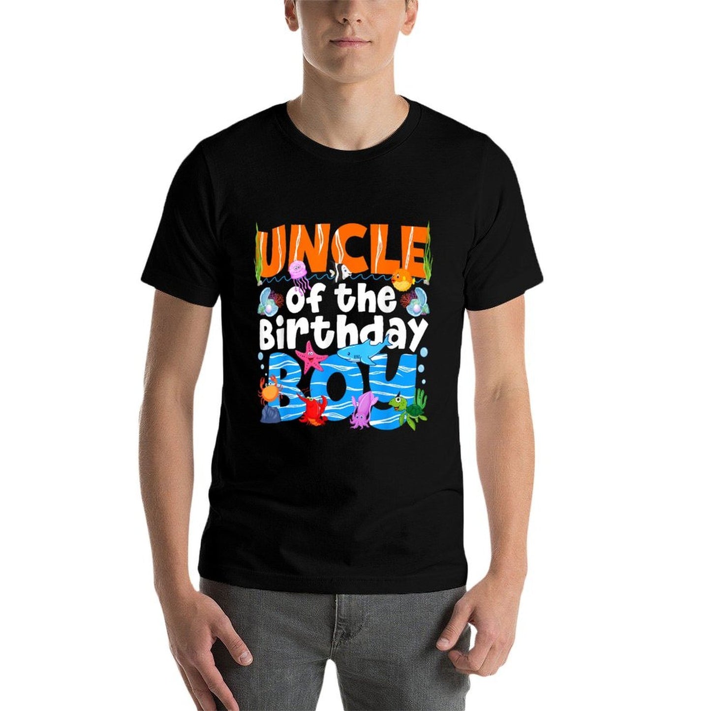 Uncle Under Sea Birthday Party Boys Ocean Sea Animals Themed Comfortable T-Shirt